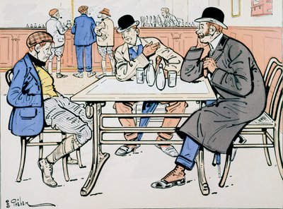Jockey and trainers in the bar, c.1905 by E. Thelem